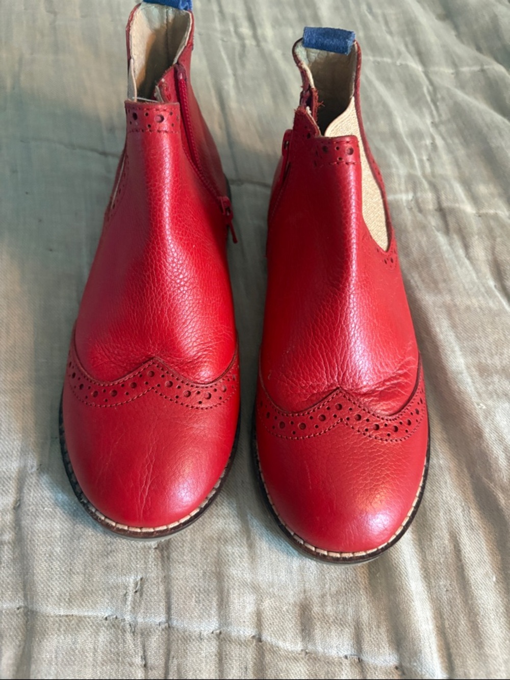 Red Leather Wingtip Ankle Boots MiniBoden size 32